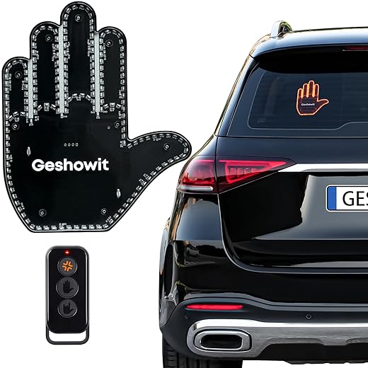 Car Accessories for Men, Car Finger Light with Remote - Give The Bird & Wave & Love to Drivers - Truck Accessories, Finger Flicker LED Hand Gesture Signs, Ideal Gift for Men and Women