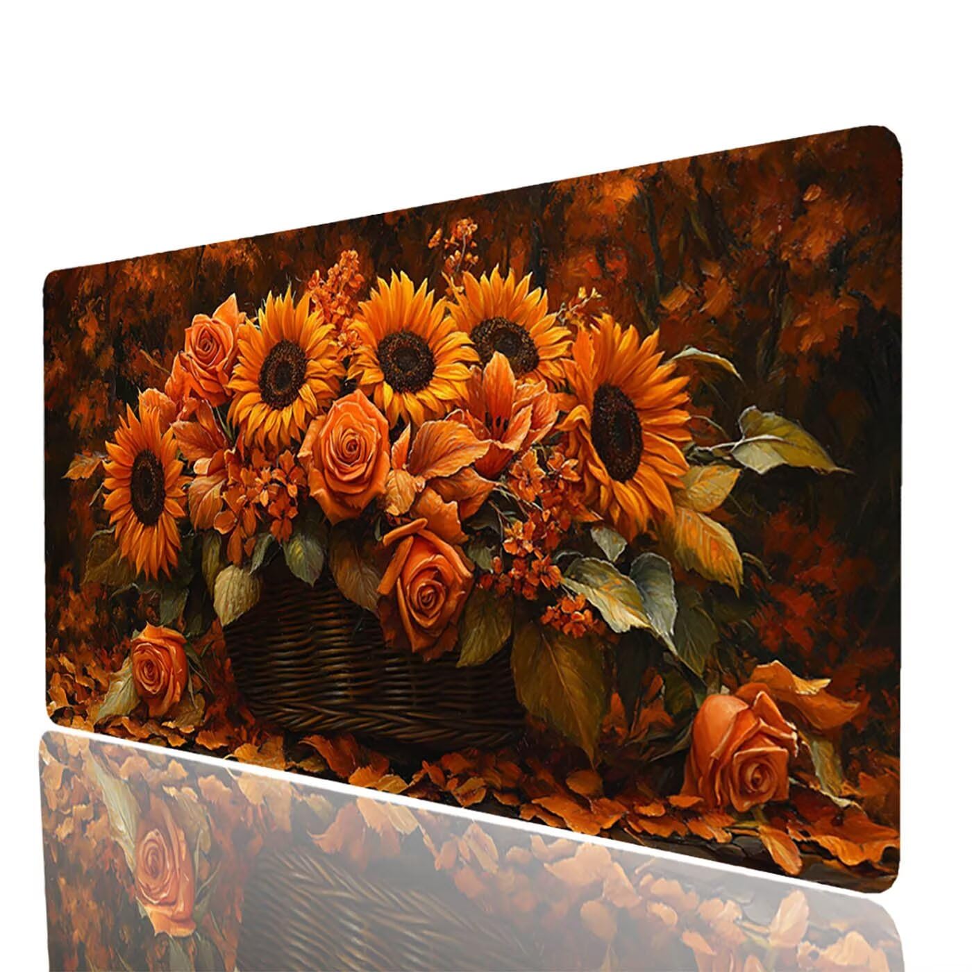 Podkładka pod mysz, słonecznik, gamingowa podkładka pod mysz, XXL, 1000 x 500 x 3 mm, wodoszczelna, jako podkładka na biurko, pod laptopa, klawiaturę gamingową, bezprzewodowa, kwiat, akcesoria biurowe