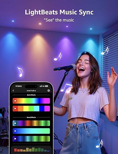 Miniatura 8 de Lepro BG1 AI GU10 - Bombilla inteligente RGBCW regulable que cambia de color, funciona con Alexa y Google Assistant, diseñador de iluminación Al