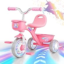 Braxel Toddler Tricycle 2-5 Years with Adjustable Seat, Load Capacity 35kg (Pink B)