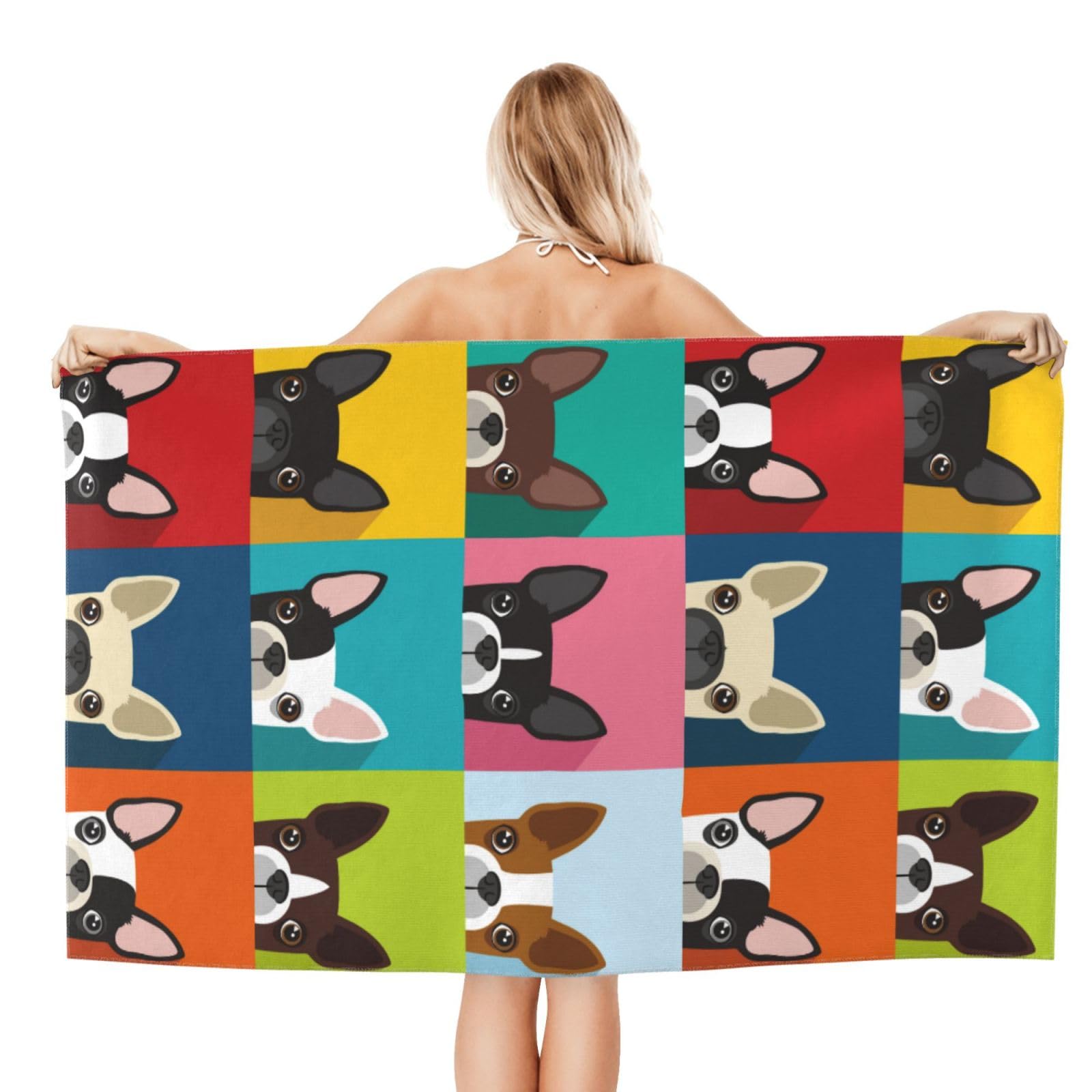 Telo Mare In Microfibra VOOHDDY Boston Terrier - Asciugamano Grande 132x81 Cm, Morbido E Ad Asciugatura Rapida - Perfetto Per Spiaggia, Piscina, Viaggi E Sport