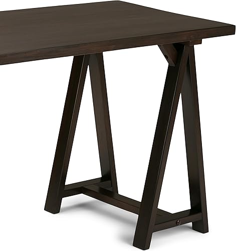 Miniatura 243 de SIMPLIHOME Sawhorse - Mesita de noche de madera maciza de 24 pulgadas de ancho, moderna, industrial, color gris envejecido, para sala de estar y