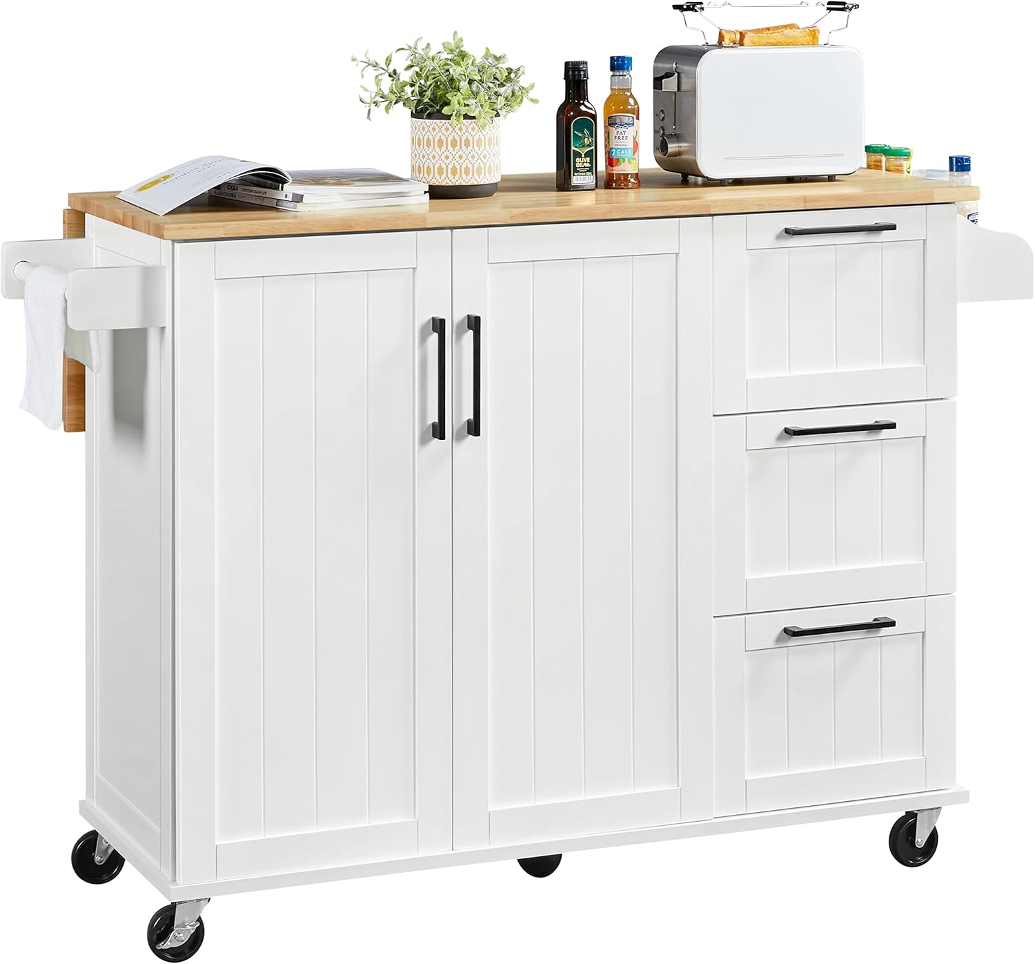 Yaheetech Kitchen Island with DropLeaf Breakfast Bar, 53
