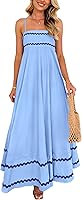 PRETTYGARDEN Women's Flowy Maxi Dress Spaghetti Strap Sleeveless Ruffle Boho Beach Summer Long Dress