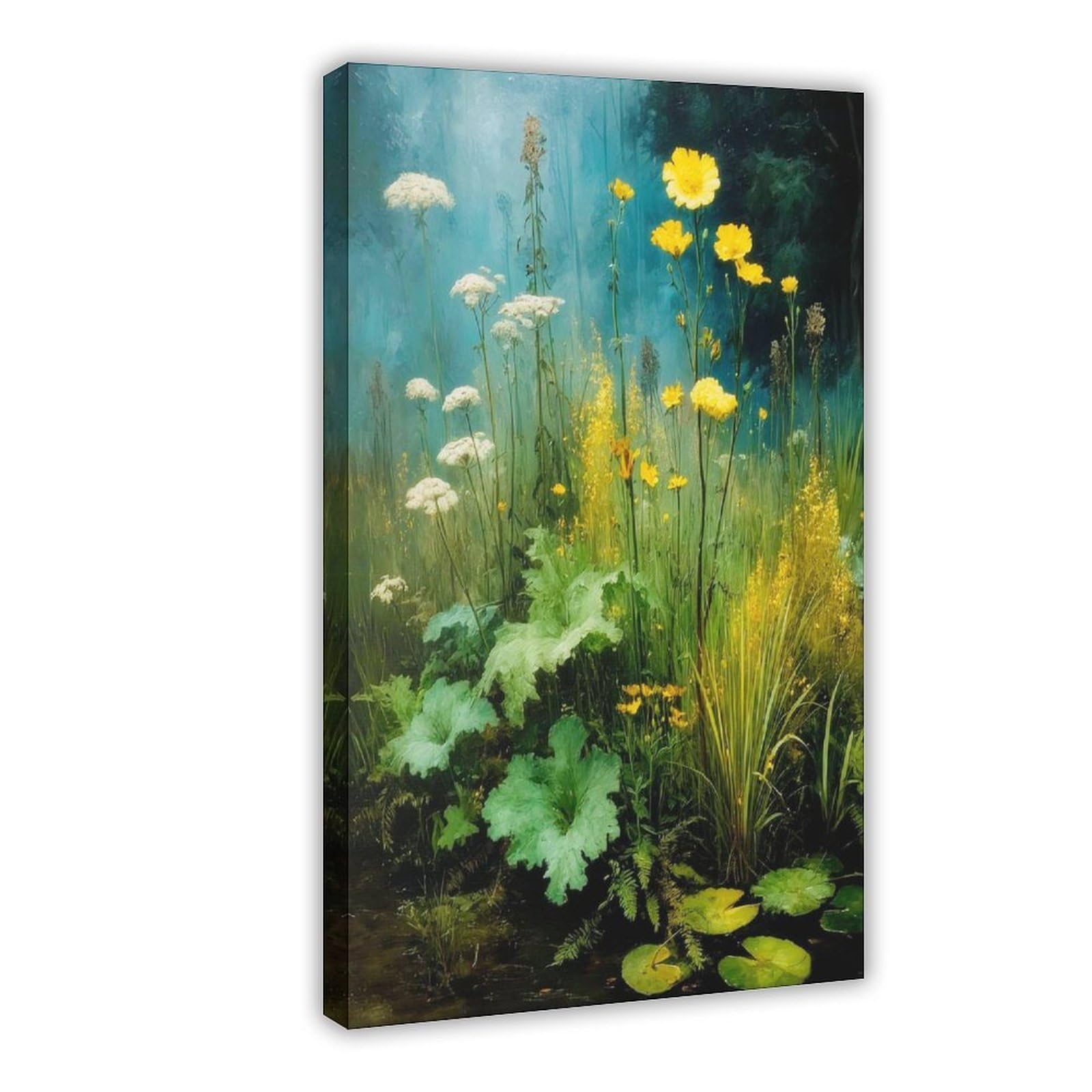 Bareronor Frame Wildflower Meadow Canvas Poster Bedroom Decor Landscape Office Room Decor Gift 24" L X 36" W