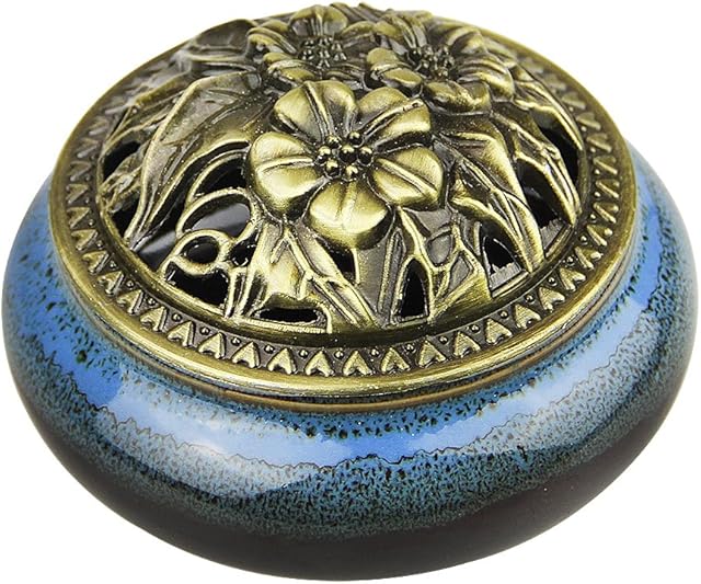 BAO CORE Classic Ceramic Incense Burner Censer Vintage Chinese Kiln Incense Stick Cone Holder Home Decor Birthday, Ceramic Royal Blue