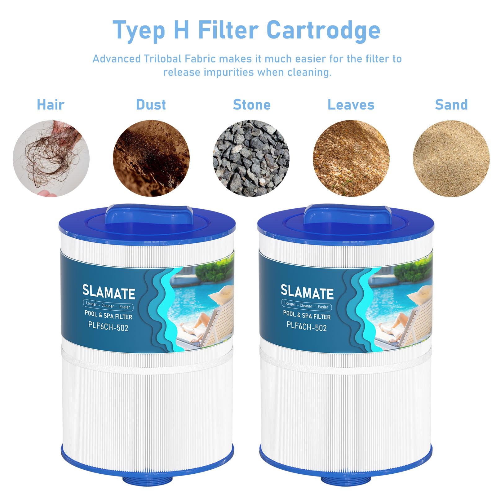 PAS50SV-F2M Spa Filter Replacement Compatible with PAS50SV-F2M, Unicel 6CH-502, Filbur FC-0311, Master Deluxe M60506, Magnum AR50, Baleen AK-90161, XLS-604 Spa Hot Tub Filter Cartridge 2 Pack