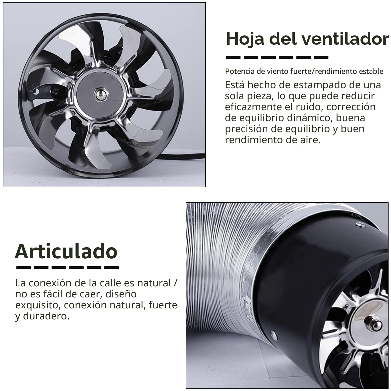 Ventilador axial de tubo de 100 mm de diámetro, ventilador de extracción, 25 W, para baño, inodoro, cocina, invernadero, tienda de campaña, garaje (100 mm, negro)
