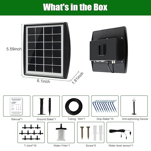 Miniatura 11 de JIYANG - Kit de riego por goteo automático solar, funciona con energía solar, dispositivo de riego fácil de bricolaje compatible con plantas