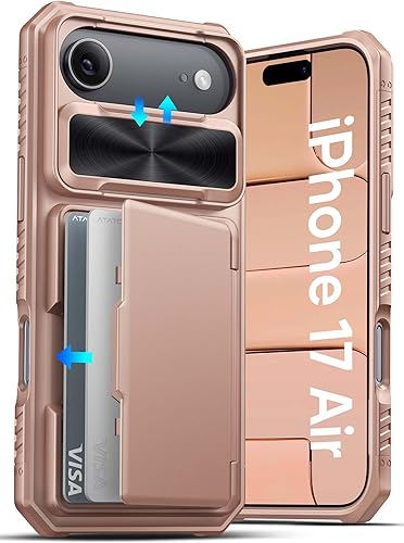 Miniatura 33 de ATATOO Funda para iPhone 16 con tarjetero (almacena 3-5 tarjetas) [bloqueo RFID] y funda para cámara deslizante, protección de grado militar, funda