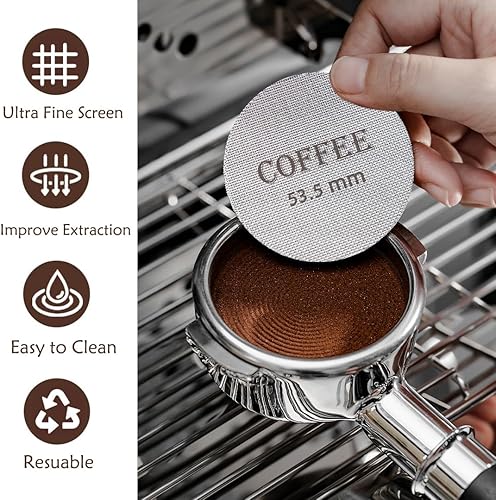 Miniatura 3 de Pantalla de disco reutilizable de 2.106 in para portafiltros de espresso, 0.067 in de grosor 150 m 316 de acero inoxidable cesta de filtro