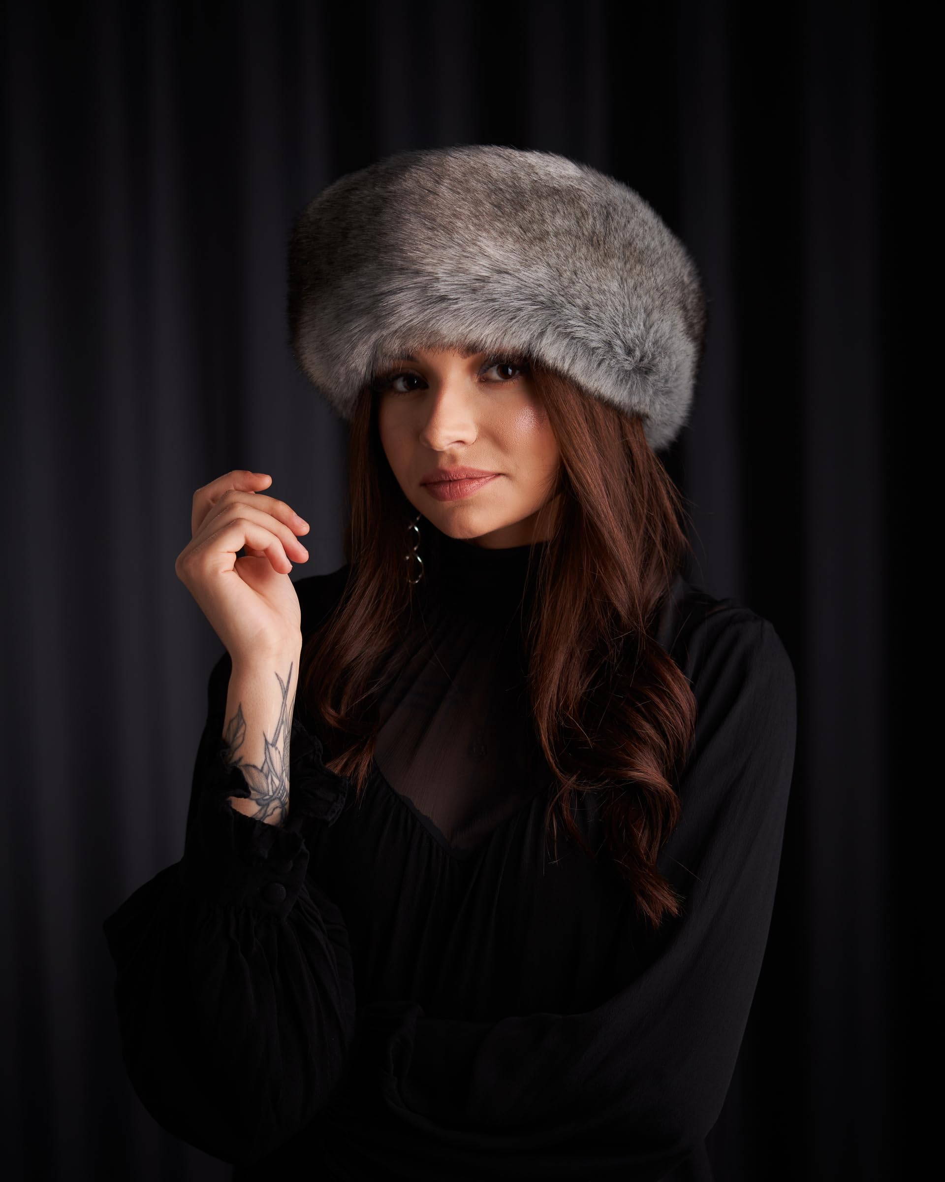 Futrzane Siberian Headband - Womens Faux Fur Headbands - Fluffy Russian Earband - Size S (Silver Siberian) - Image 2
