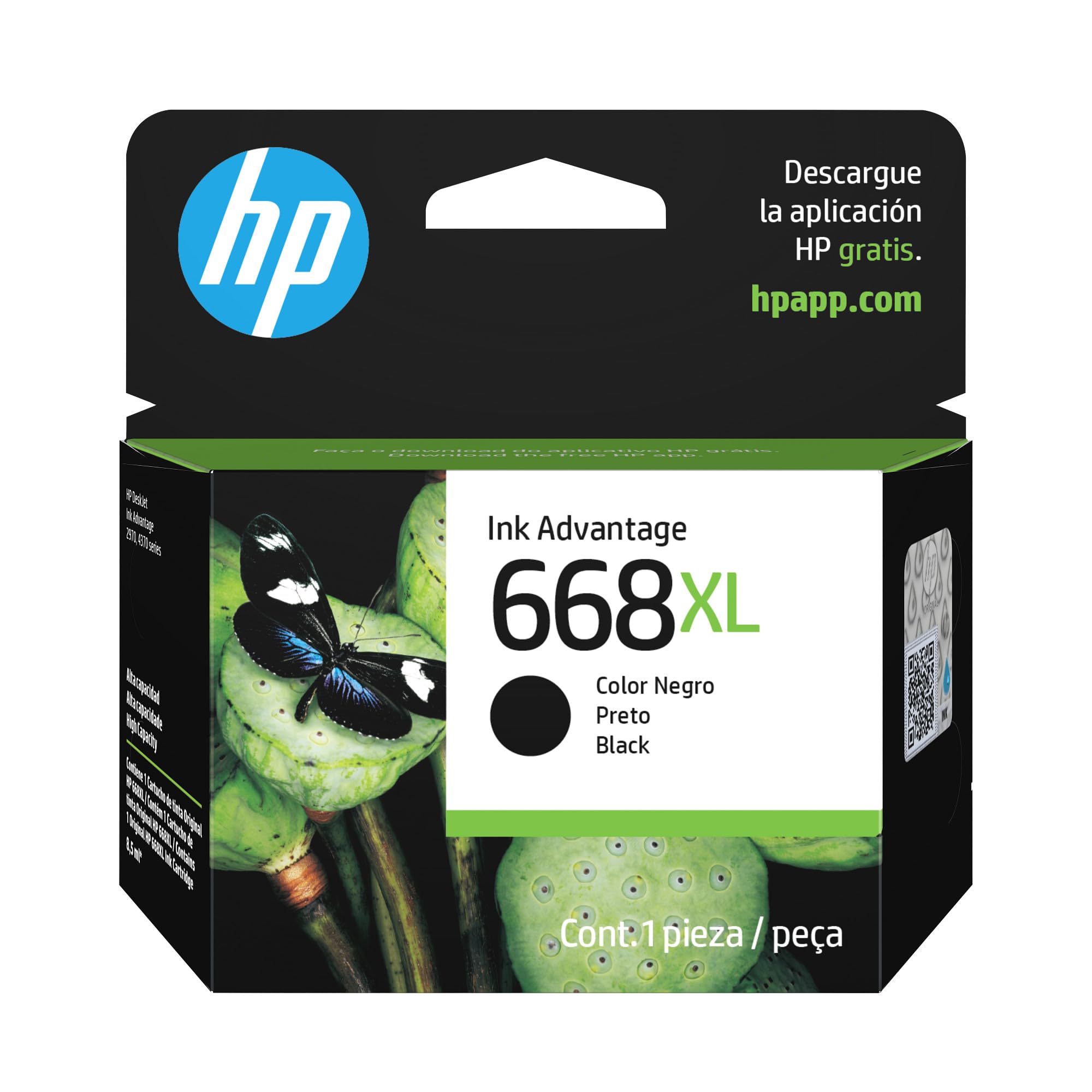 Cartucho HP 668 XL Preto Original (7FP39VL) Para HP DeskJet Plus