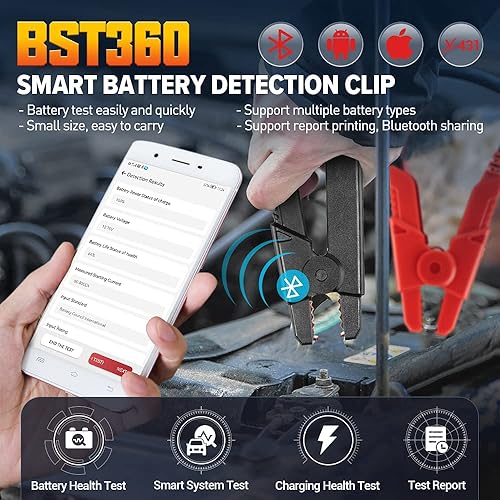 Miniatura 2 de LAUNCH Probador de batería de coche BST360 de 6 V y 12 V probador de carga de batería Bluetooth analizador de sistema de arranque para