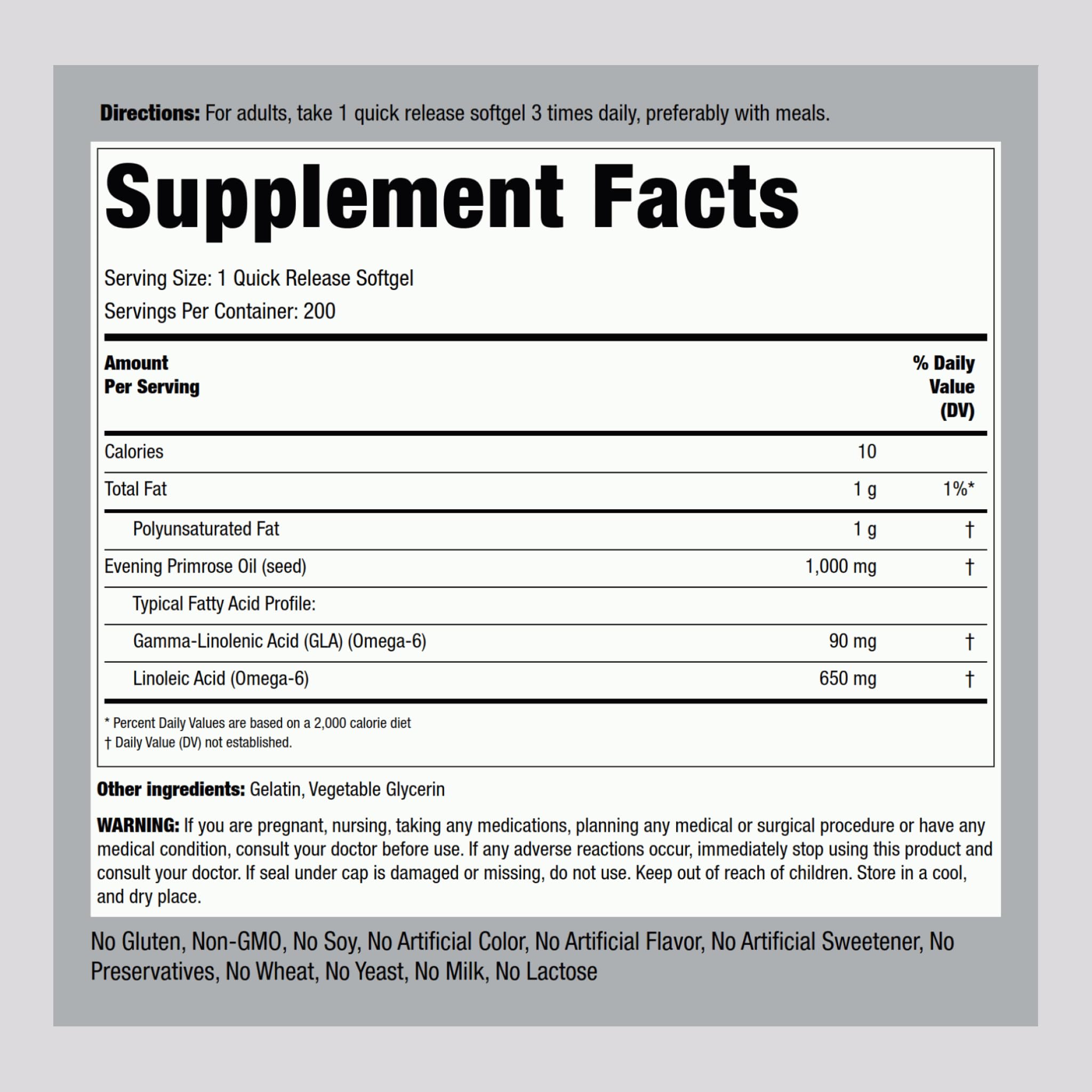 Piping Rock Evening Primrose Oil Softgels 1000mg | 200 Pills — Amazon image 2