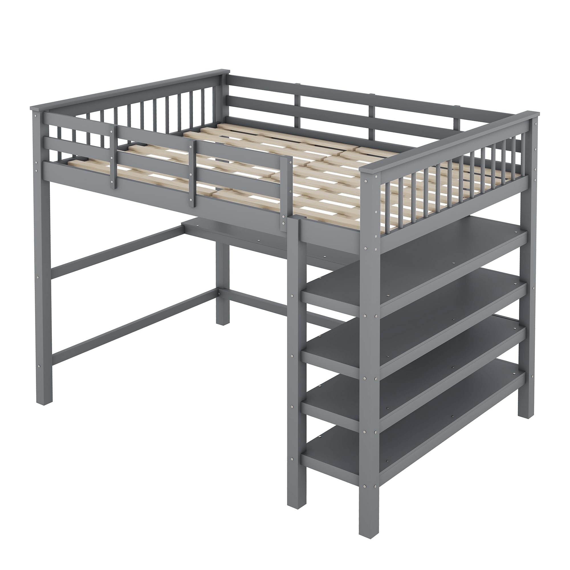 Łóżko piętrowe 140 x 200 cm szare jako rama łóżka to łóżko Bunk Bed oraz łóżko młodzieżowe i łóżko funkcyjne z litego drewna sosnowego z biurkiem i półkami do pokoju gościnnego