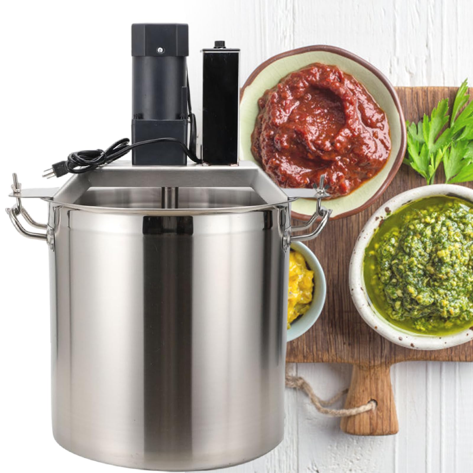 AYCDL Stainless Steel Electric Food Mixer, Adjustable Speed Automatic Food Mixer, Hot Pot Seasoning Bottom Soup Sauce Stirrer Frying Machine