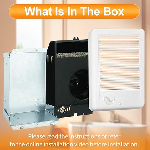 Miniatura 6 de CSC151TW - Calentador de pared eléctrico con termostato, 120 voltios y 1500 vatios, ventilador centrífugo de alta eficiencia para calefacción rápida