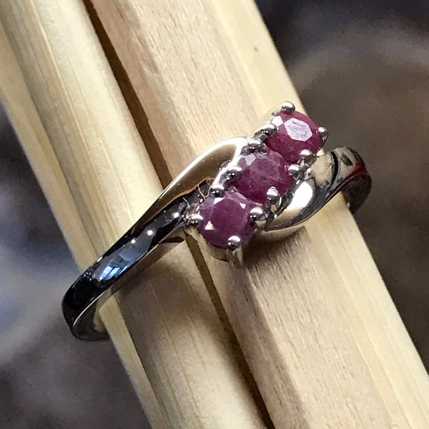Natural Ruby 925 Solid Sterling Silver Ring Size 8, 9 - Image 4