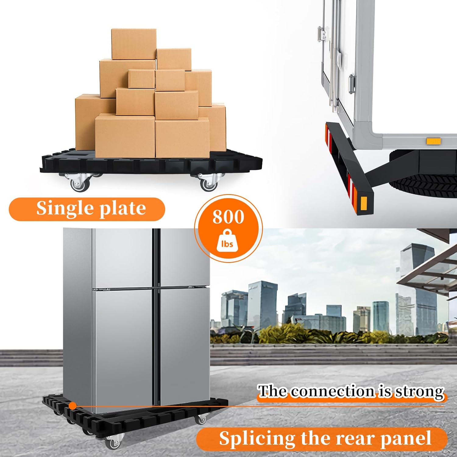 Furniture Dolly Cart with Wheels, Heavy Duty Cart with Caster Wheels, 16in-11in Furniture Movers with Wheels of 500Lbs Capacity, Small Moving Platform Dolly - 2 Pcs (Black)