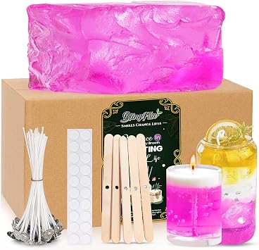Blingfun Clear Wax for Candle Making-DIY Aromatherapy Candle Making Gel raw Materials, can add Dried Flowers/Fragrance, smokeless Safe Candle Materials, Birthday Christmas Gift Decoration Rose