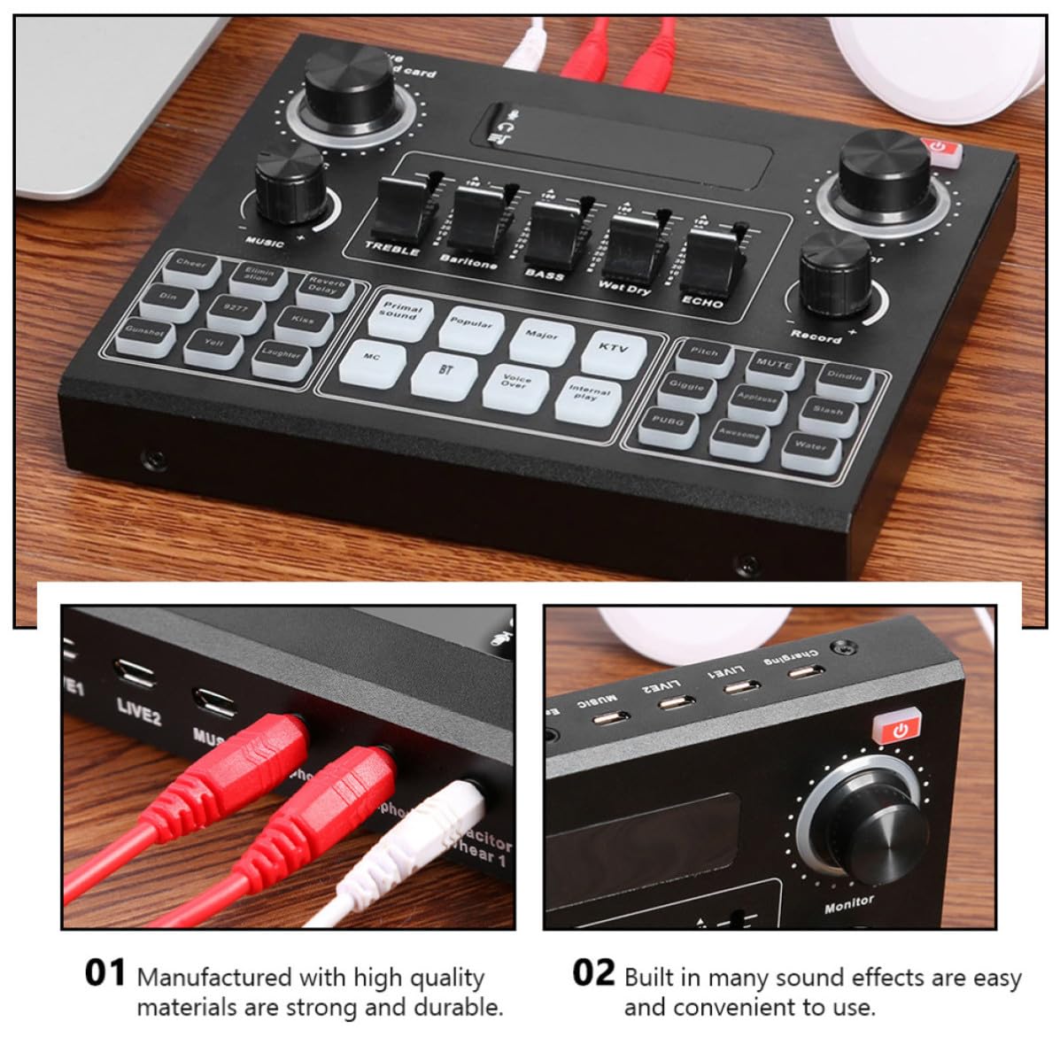 Live Soundkarte für Handy und Computer mit Abs Material Dual Mobiltelefon Unterstützung und Klangwechsler für Mobiles Live Streaming und Aufnahme