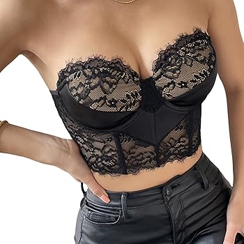 Amazon.com: IMISSILLEB Women's Sexy Bustier Corset Crop Top