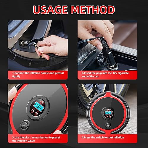 Miniatura 6 de Xtryfun Inflador de neumáticos de compresor de aire bomba de aire CC de 12 V para neumáticos de coche bicicletas y otros inflables compresor de aire