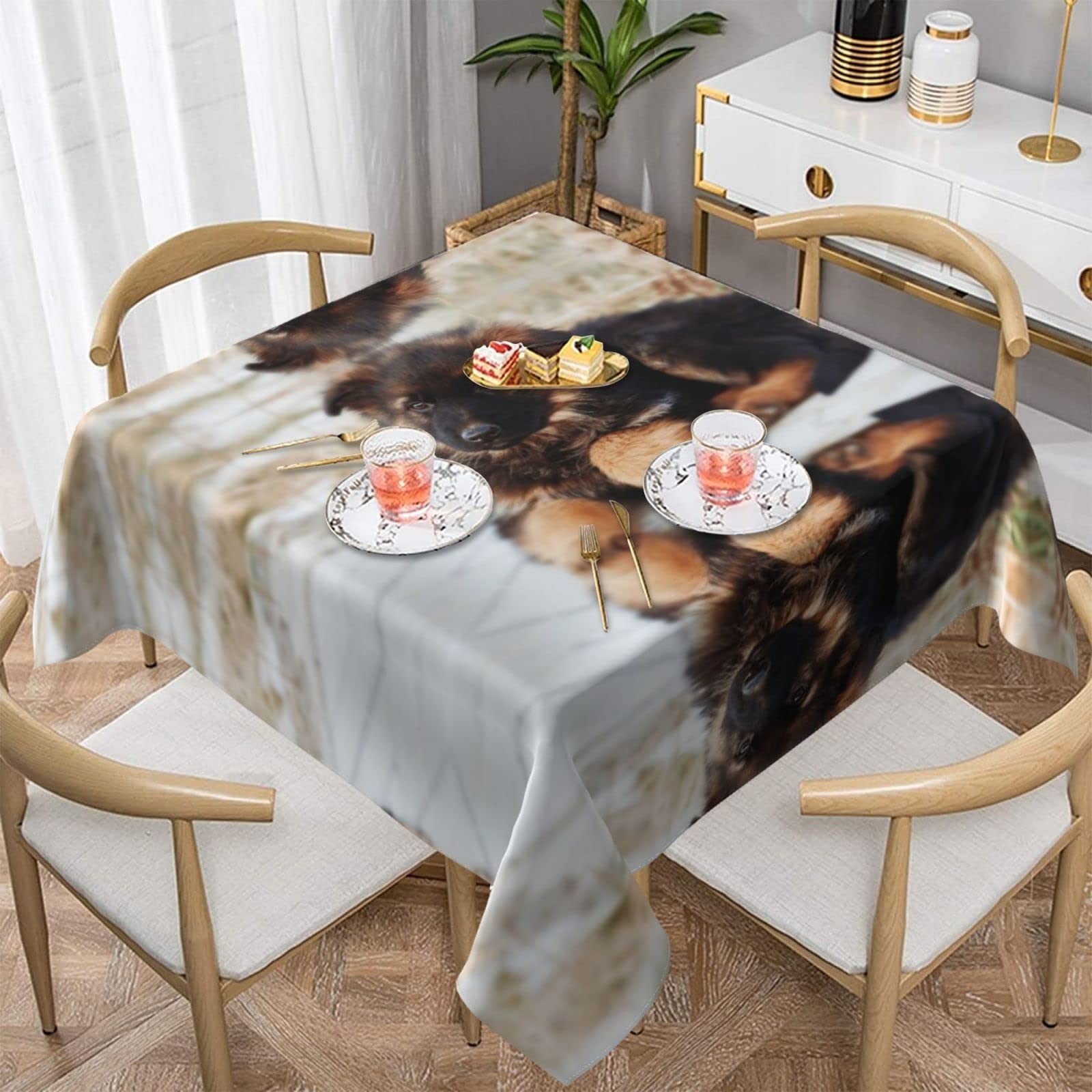 Nappe étanche berger allemand anti-tache lavable pour protection table de banquet