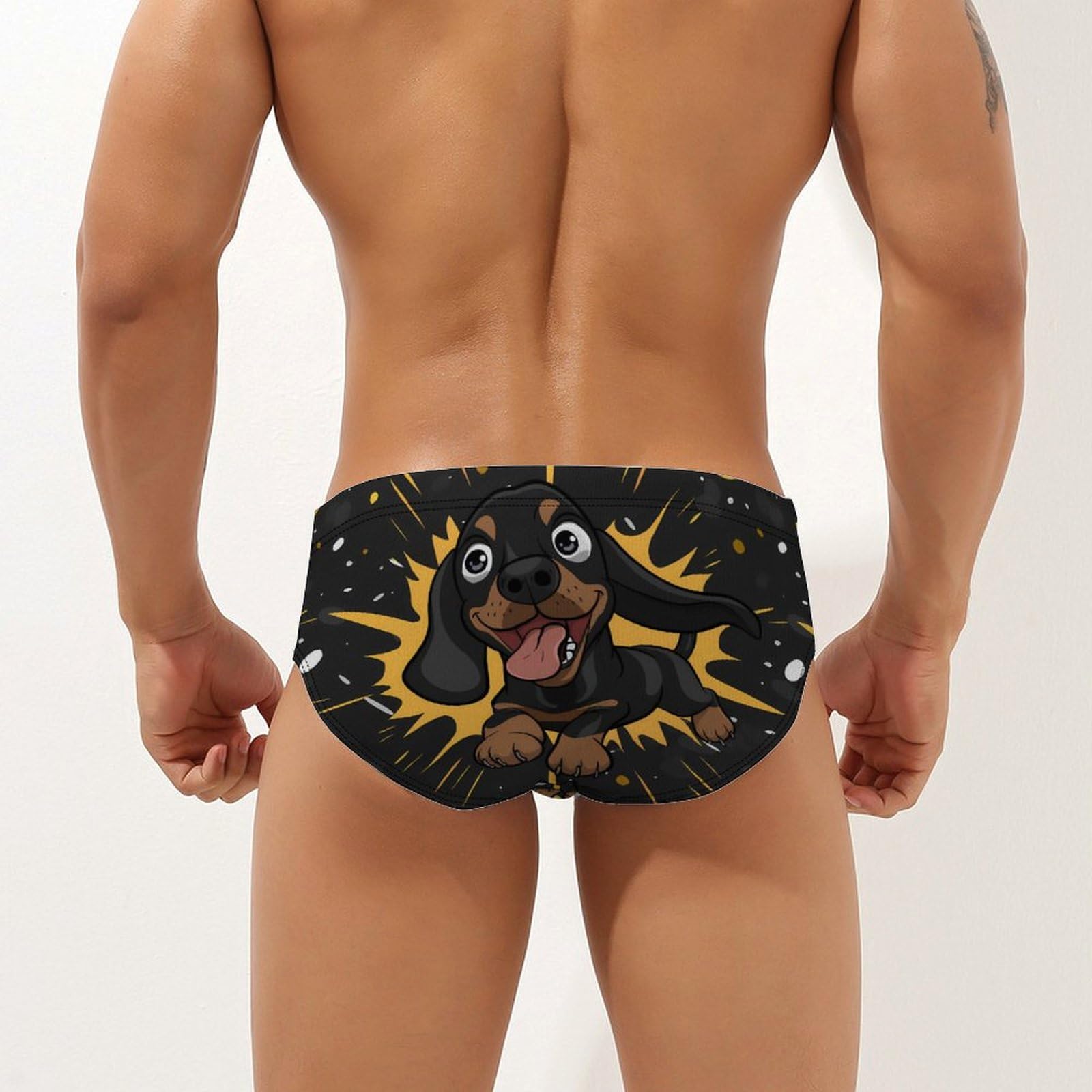 Dachshund Weiner Dog Pet Dogs Mens Swim Briefs Quick Dry Swim Trunk Bikini Underwear Swimsuit L
