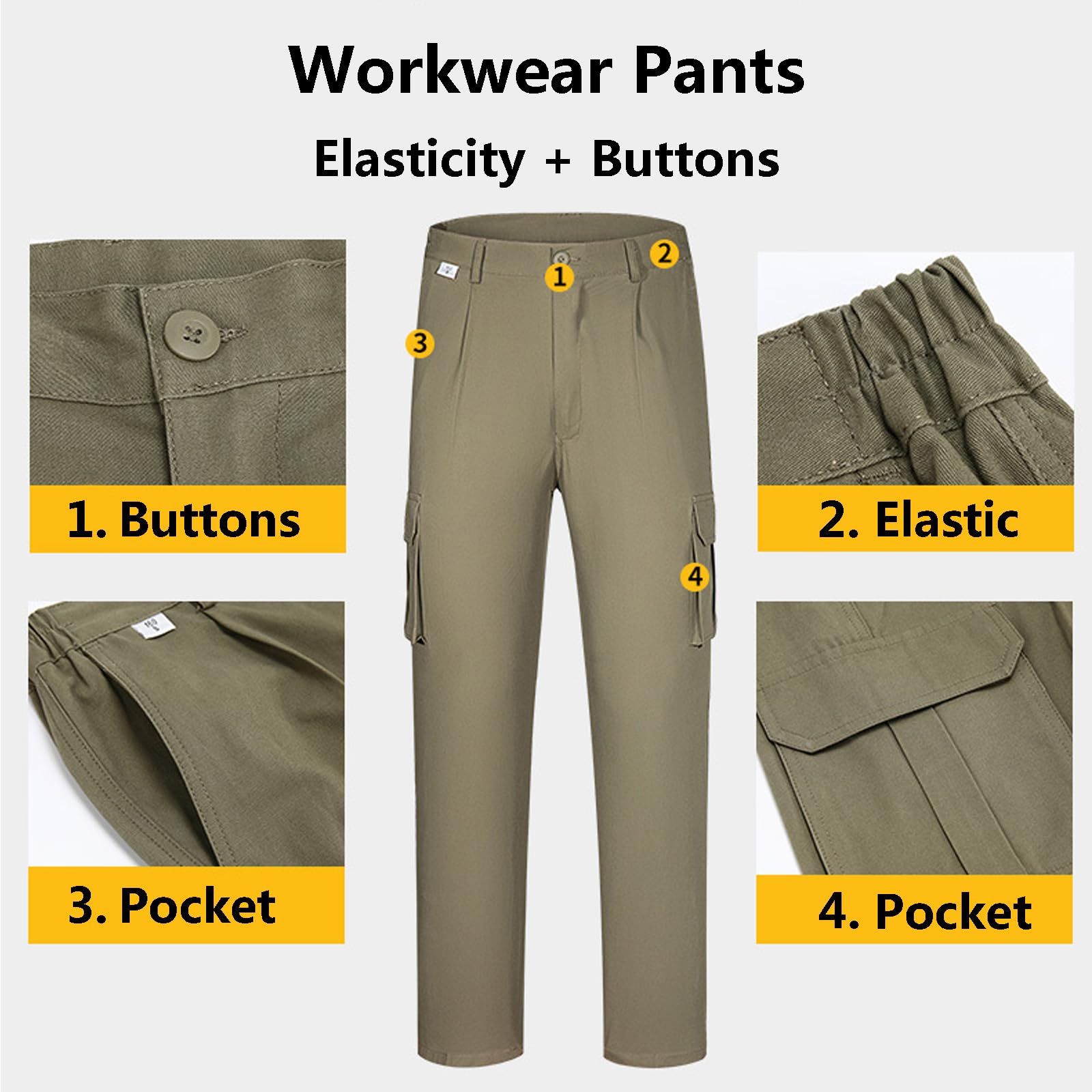 Vêtements De Travail Antistatiques Unisexes À Manches Longues Avec Poches Multifonctionnelles, Zip Avant Et Taille Élastique