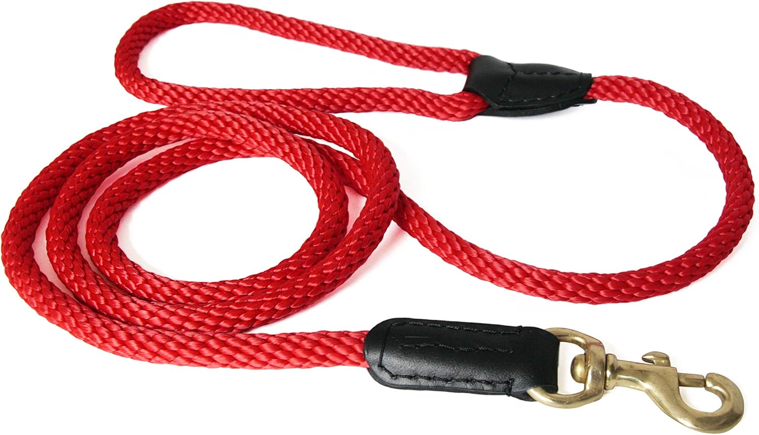 Alvalley Rope & Leather Dog Leashes with Swivel Snap Clip - Heavy-Duty Pet Lead for Dogs - Soft Braided Leash for Training & Walking - Durable, Strong Polypropylene Rope (Beige, 4ft Long, 19mm Thick)