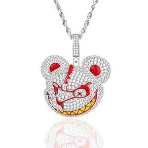 HELLOICE Micro Paved Evil Bear Head 3D Cartoon Iced Out