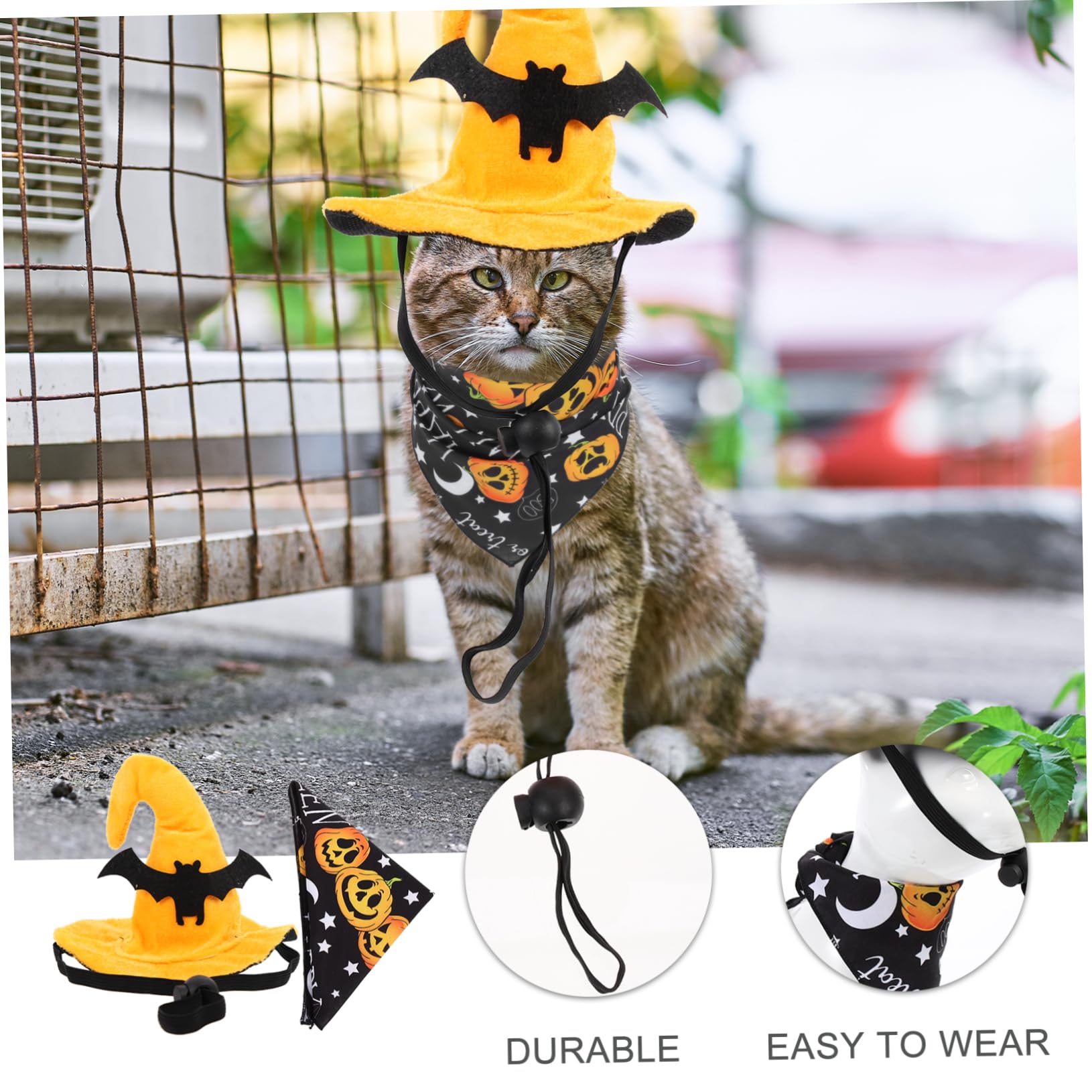 INOOMP 5 Set cappello di halloween dog costume cat hat berretto da strega di Halloween costumi di per cani bandana decorativa di zucca e di per animali domestici