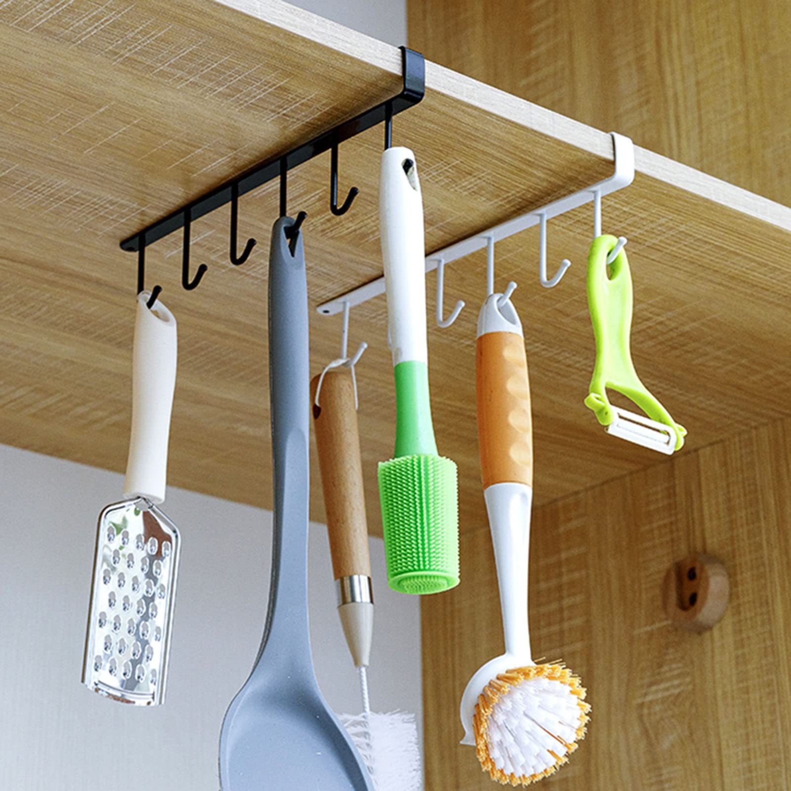 Aufsteckbare Töpfe und Pfannen for Aufhängen, Aufbewahrung von Kochgeschirr aus Eisen, multifunktionaler Küchenutensilienhalter, for Pfannenwender, Messbecher (Color : Black) Küche, Haushalt & Wohnen