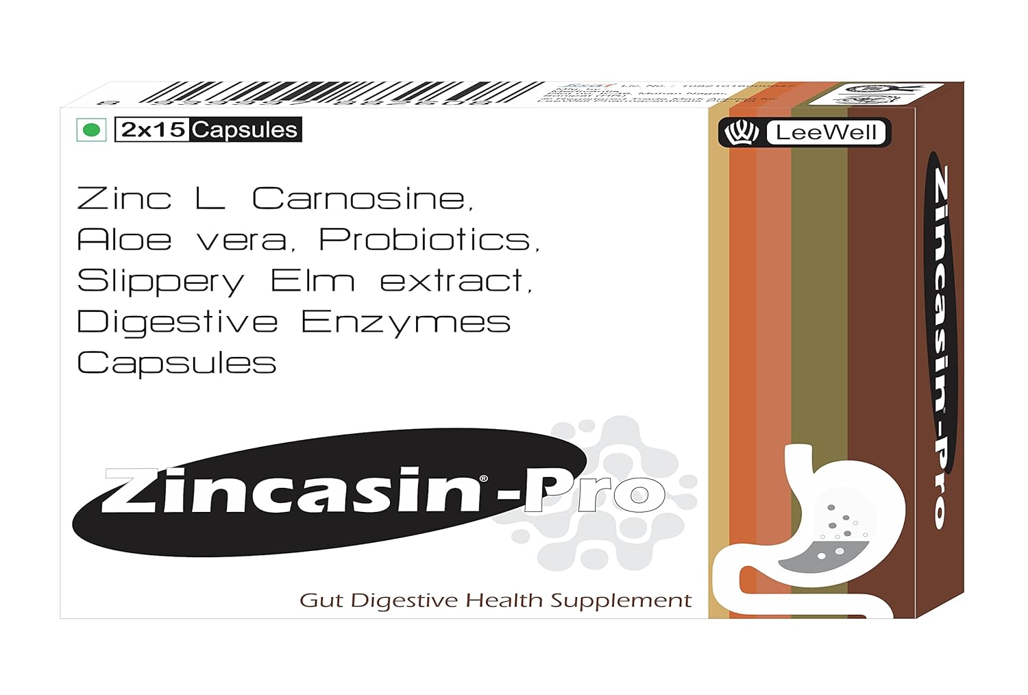 Buy Zincasin Pro with Zinc l Carnosine, Slippery Elm Extract, Digestive