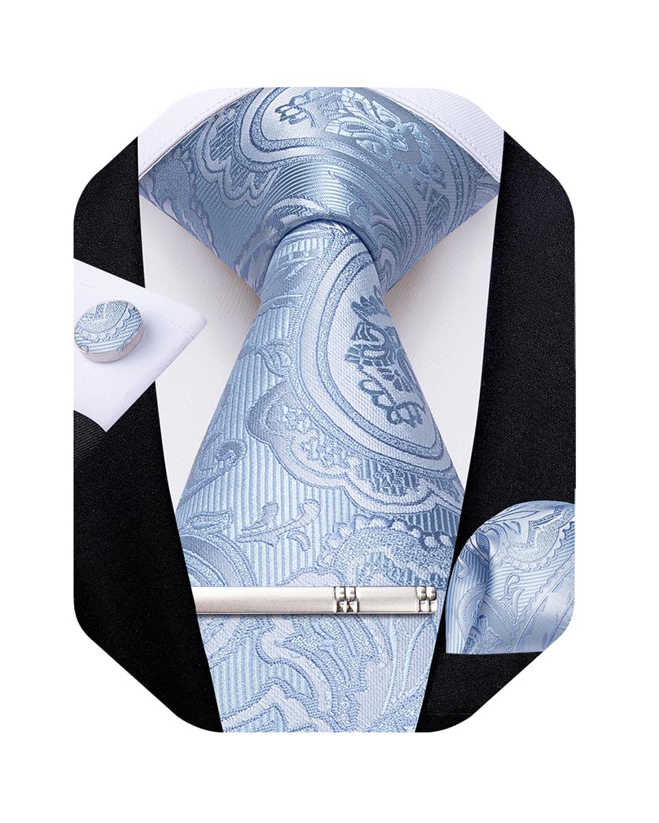 DiBanGu Silk Floral Ties for Men Woven Paisley Necktie