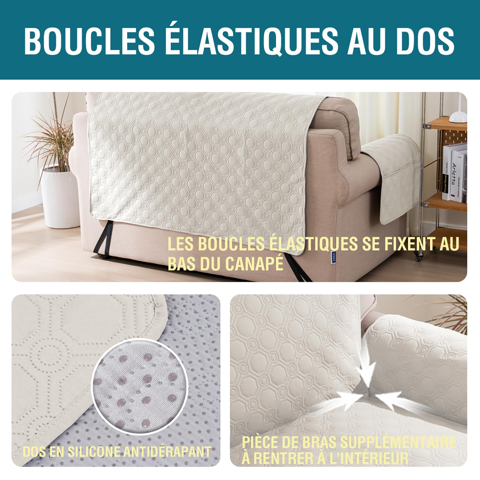 BellaHills Housse de Canapé 100% Imperméable 1 Place, Protection Canape Chien Chaton Griffures, Beige