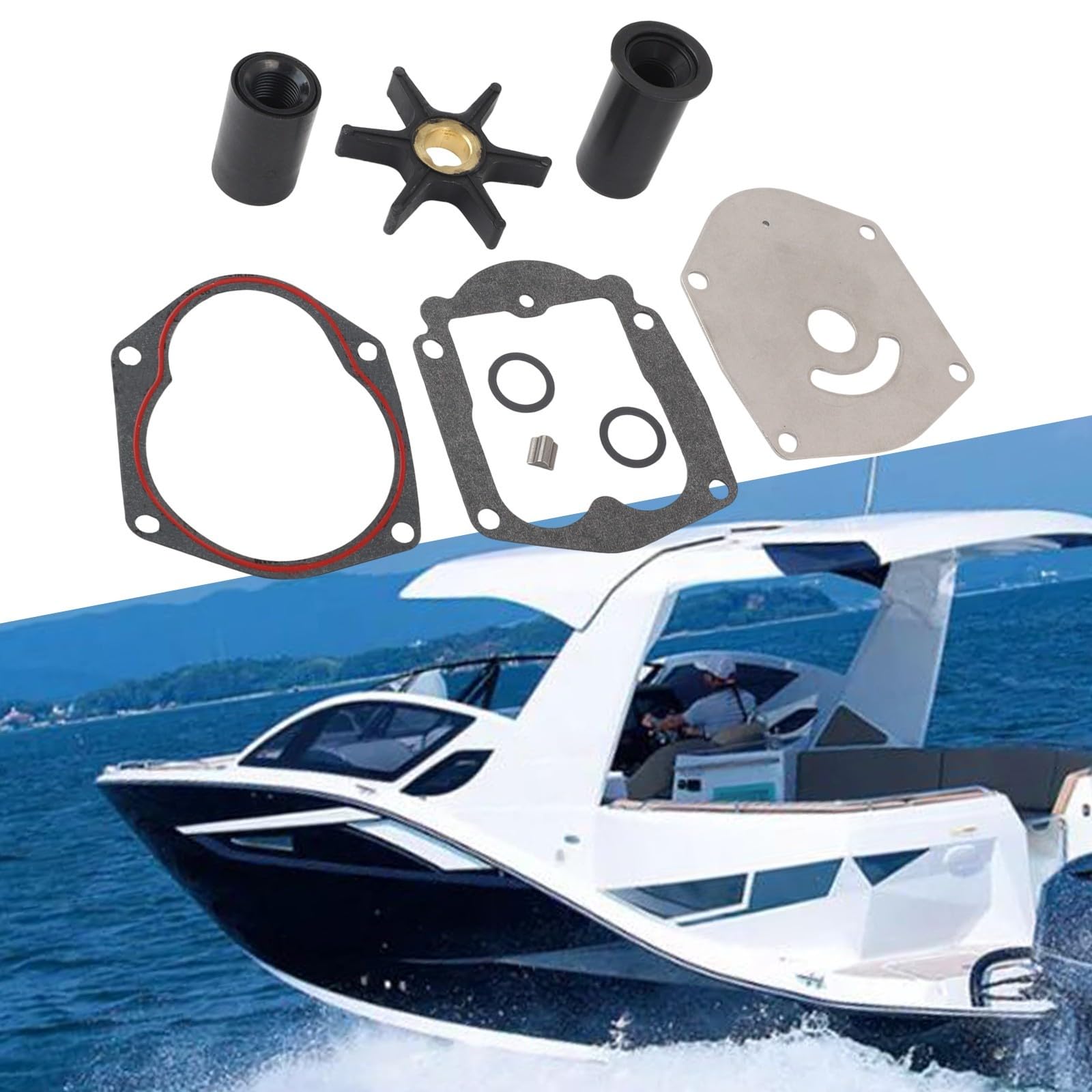 Kit de réparation d'hélice de pompe à eau pour moteur hors-bord Mercury 40 50HP Comprend toutes les pièces équivalentes OEM pour Mariner FORCE 25-50HP
