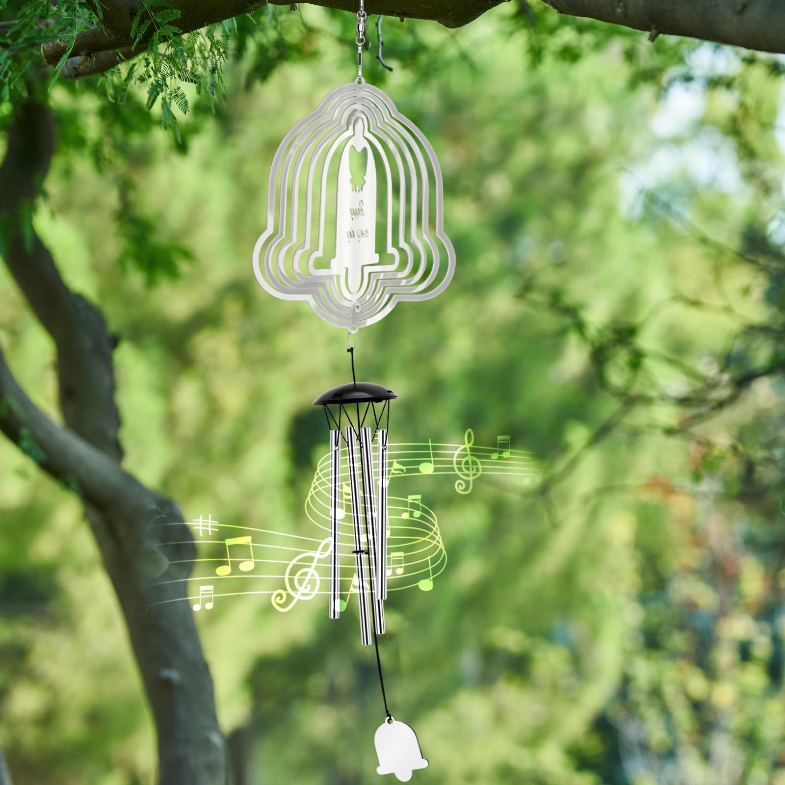 Windspiel mit Glocken, stark reflektierend, Outdoor-Gartendekoration, Windspiel, Geschenke für Frauen, Mutter, Ruhestand, Lehrer, Eltern, Geburtstag, Gedenkgeschenk für Garten, Veranda, Terrasse,