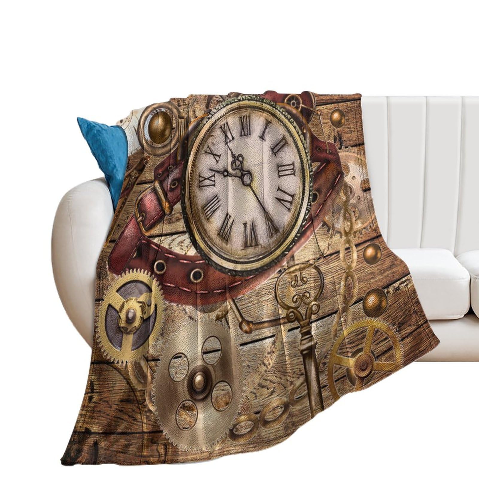 Smazdfxx Retro Steampunk Watchs Throw Blanket Blanket All Season Cozy Blanket For Sofa Bed Couch Travel 70"X80"