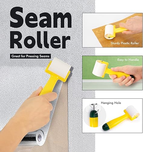 Miniatura 4 de FOSHIO Kit de herramientas de alisado de papel tapiz, cepillo alisador de papel tapiz, rodillo de costura, cepillo de pasta, herramienta raspadora