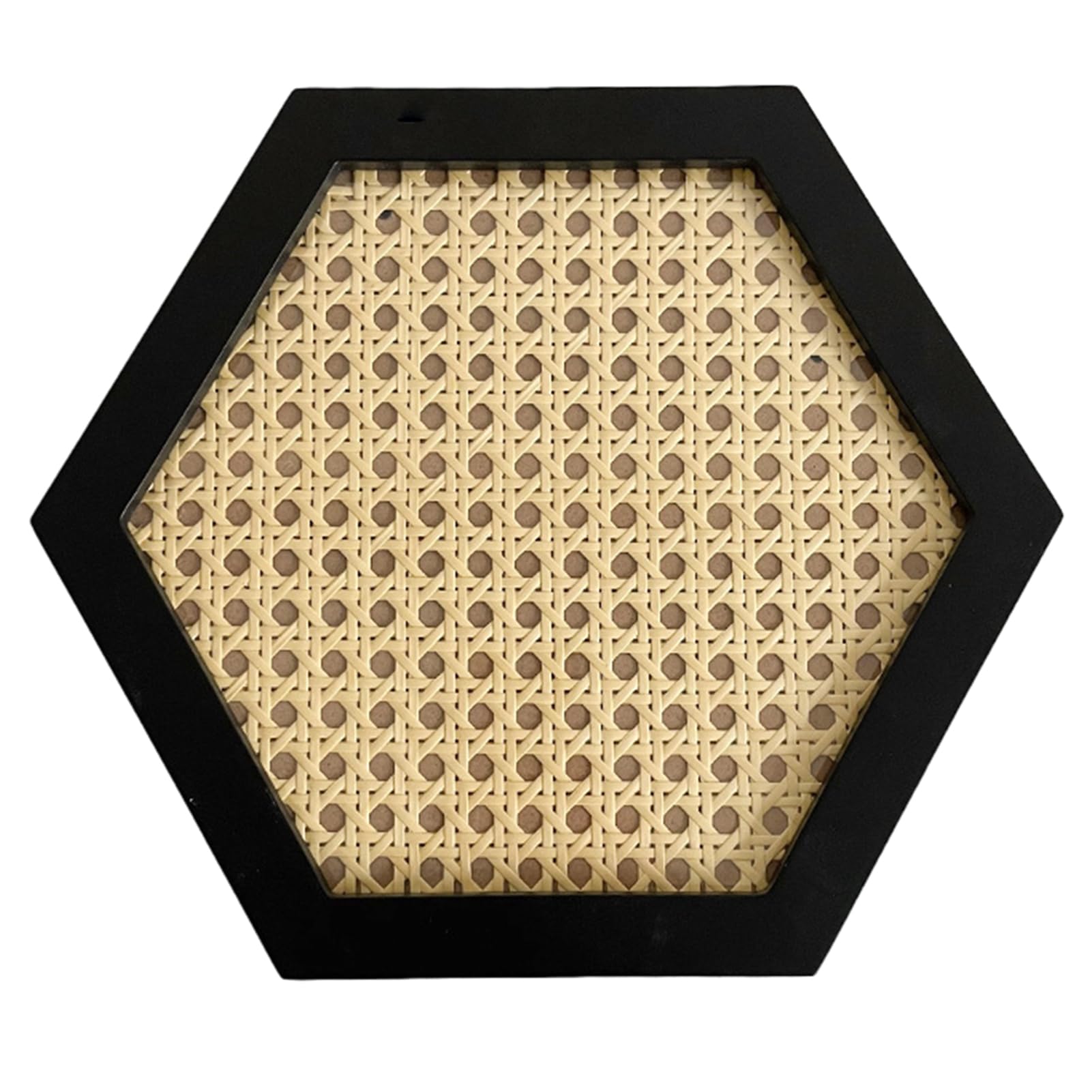 Pasdrucn Rattan Aromatherapy Tray Trinket Dish, Rattan Jewelry Box, Ring Holder Tray, Coffee Table Tray, Ring Display Tray for Home Desk Round Ring Jewelry Box Organizer (Black,Hexagon)