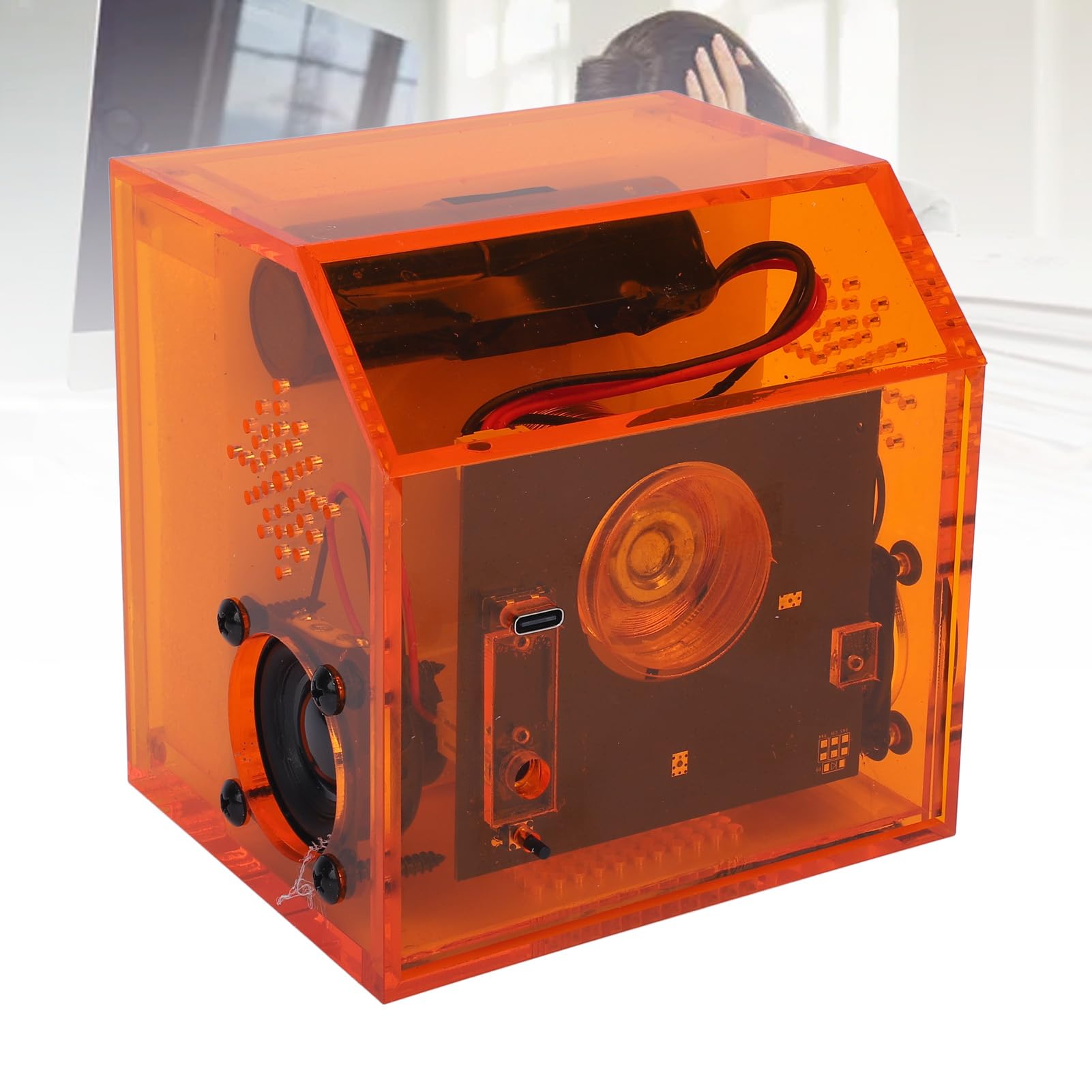 Tanzender Ferrofluid -Lautsprecher mit Rhythmus Licht, Bass -Lautsprecher für das Büro für das Wohngebäude, EIN Sound Visualizer -Display, Eingebaut Im 2000mAh Batterie (Orange)