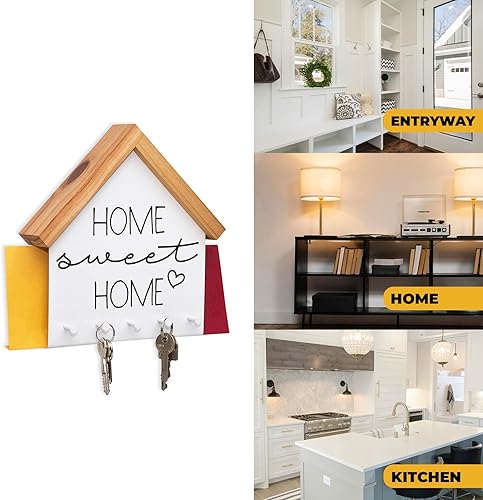 Miniatura 2 de GEGUTON - Llavero para el hogar - Organizador de llaves, decoración de pared, soporte creativo, regalo para familia, cinco ganchos, hecho en Brasil,