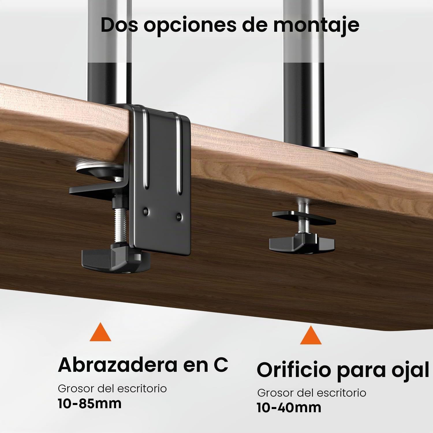 PUTORSEN Brazo para Monitor con Soporte para portátil para Pantallas LED LCD de 17 a 32 Pulgadas y portátiles de hasta 17 Pulgadas, Ajuste de Altura de 55,5 cm (Barra de 30,8 cm)
