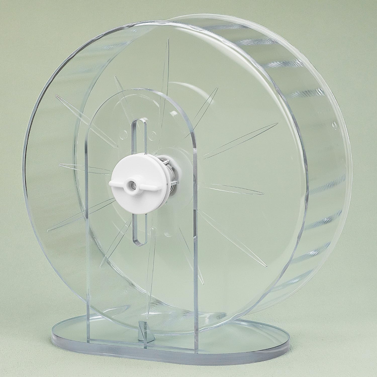 QWORK® Ruota per Criceti Silenziosa, 22 cm - Antiscivolo con Supporto Regolabile per Criceti, Topi, Gerbilli e Roditori - in Acrilico Trasparente