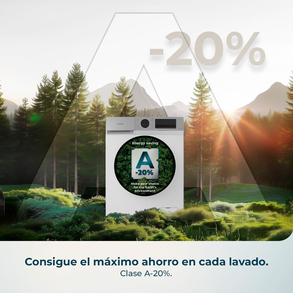 Cecotec Lavadora Carga Frontal 8Kg Bolero DressCode 8450 Inverter, 1400 rpm, 16 programas, Clase A-20%, Motor Inverter Plus, Allergy Care, Pearl Drum, Función Silence, Stop&Go y Kid Lock, Blanca — view 5