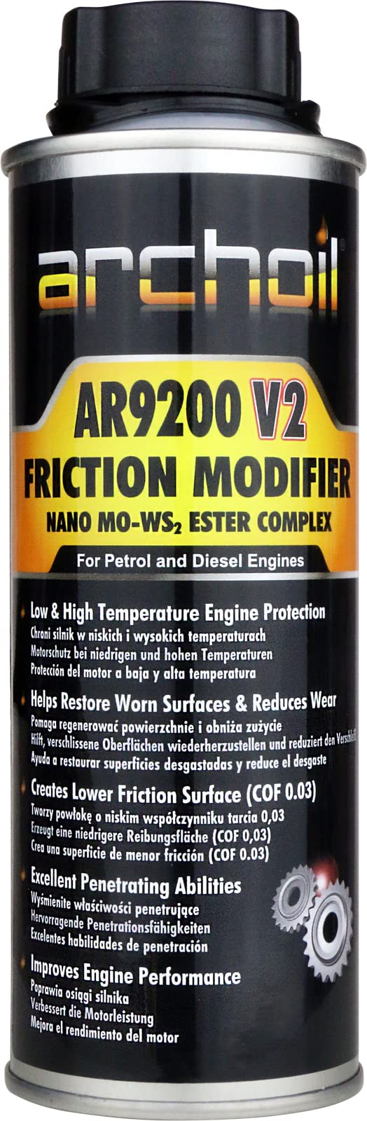 Archoil AR9200 V2 Nano MO-WS2 Double Ester Engine Oil Additive 200ml | Patented Nano WS2 with Moly | Instantly Reduce Friction, Wear, Engine Noise & Oil Consumption. - 200ml