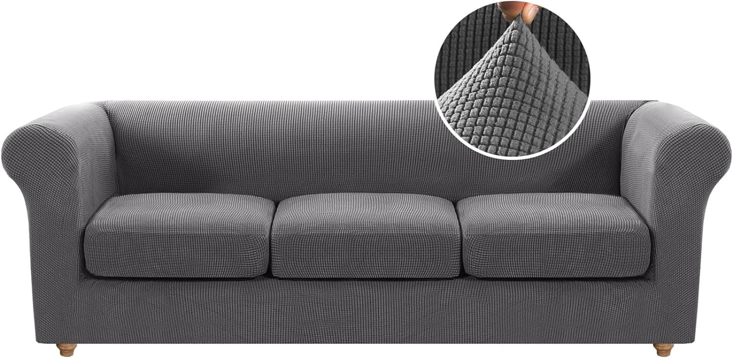 2-Seater Stretch Sofa Cover with Armrests, Non-Slip Universal Couch Slipcover, 2 Separate Covers, Gray Color for 3-Seater Sofa, Easy to Install and Clean